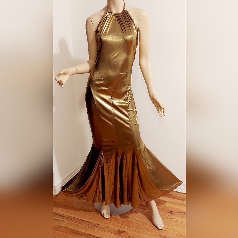 Vtg Frederick's of Hollywood  Gold Metallic.Lame' dress